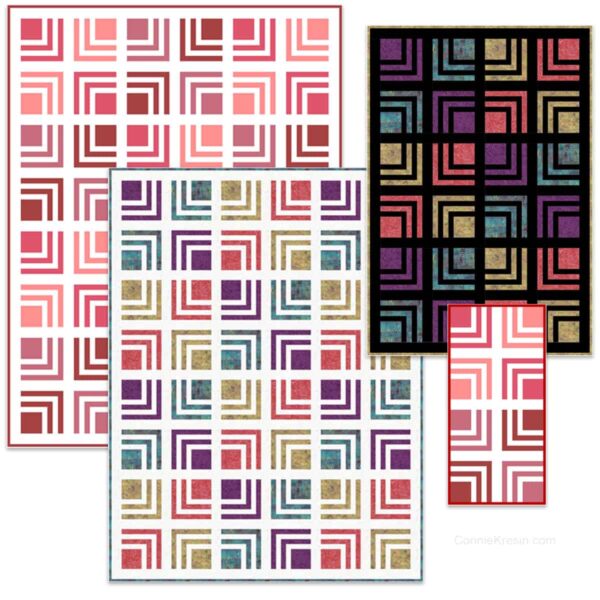 Quarter Square Log Cabin Table Runner - Freemotion by the River