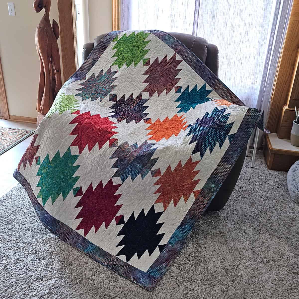 Painted Peaks quilt on chair