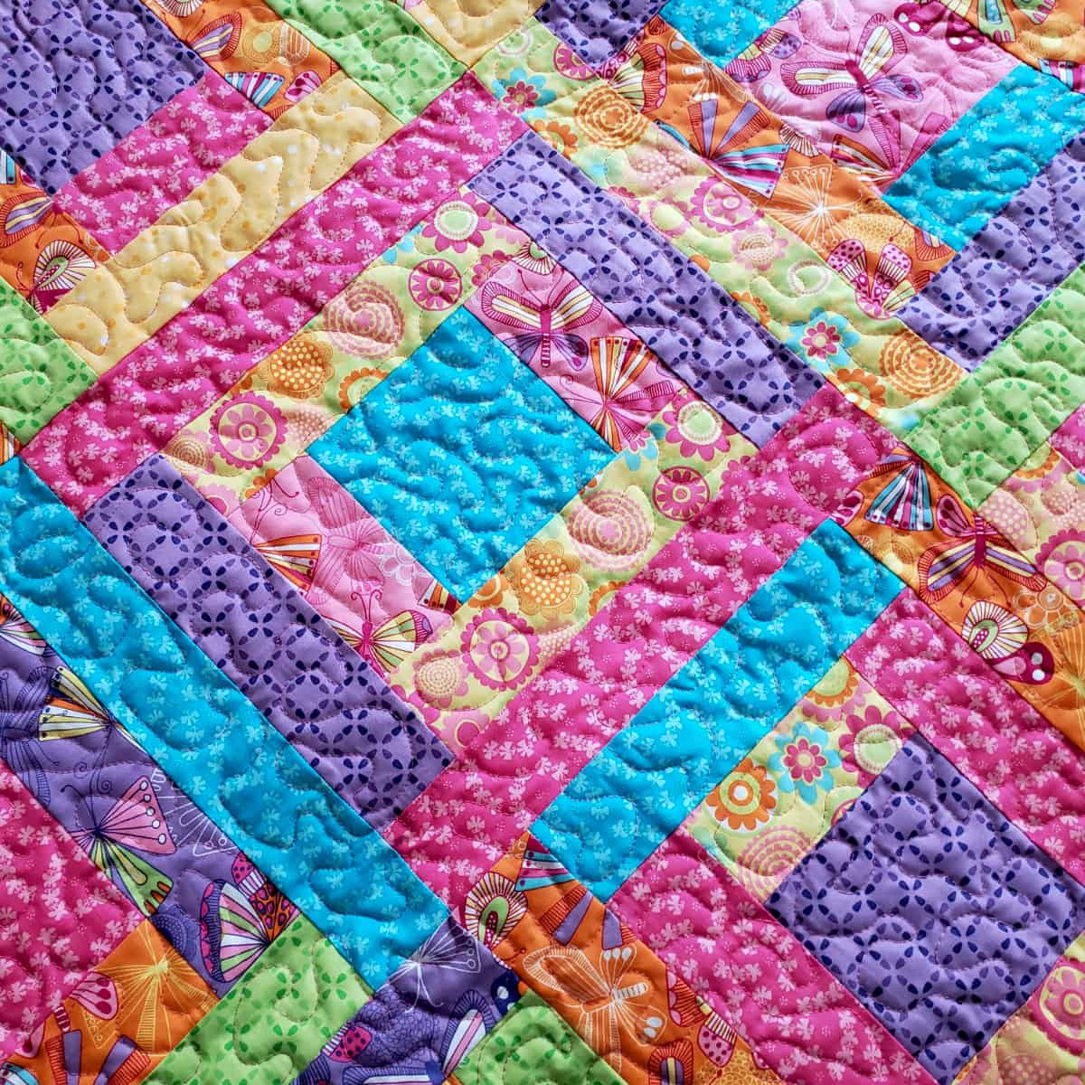 closeup of the stitching on the baby quilt
