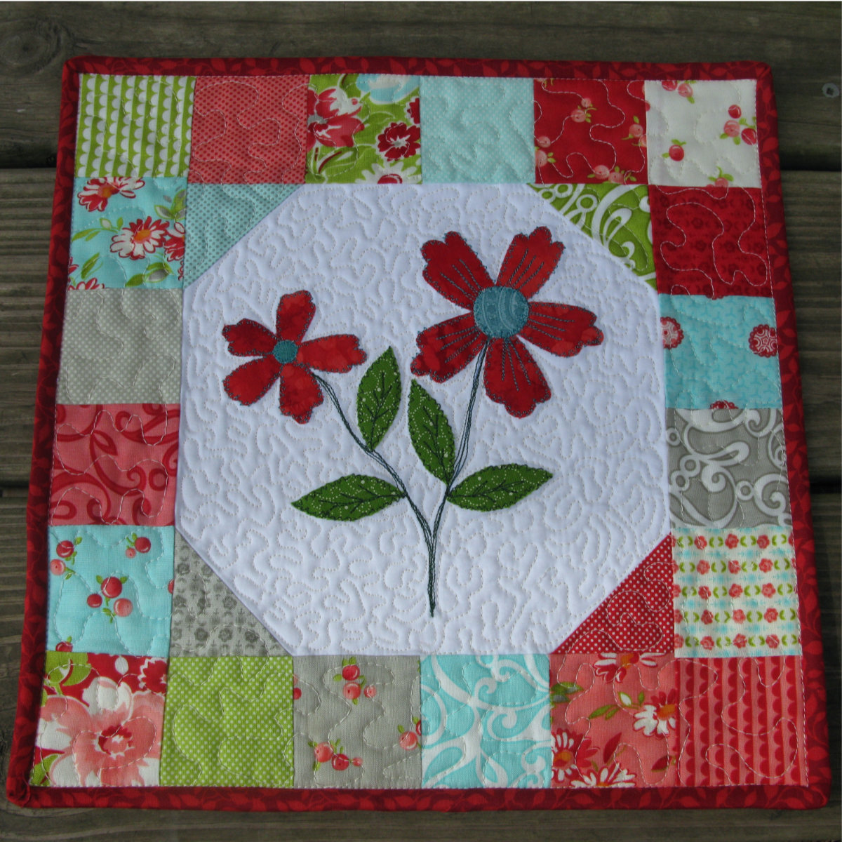 Finished mini floral quilt