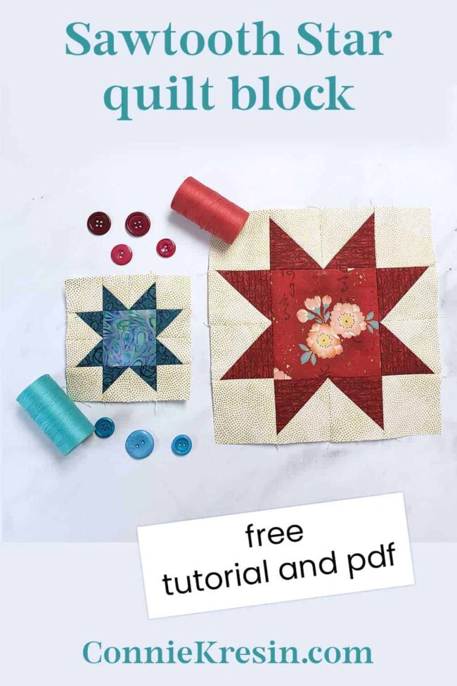 Pin to Pinterest - Sawtooth Star quilt block tutorial