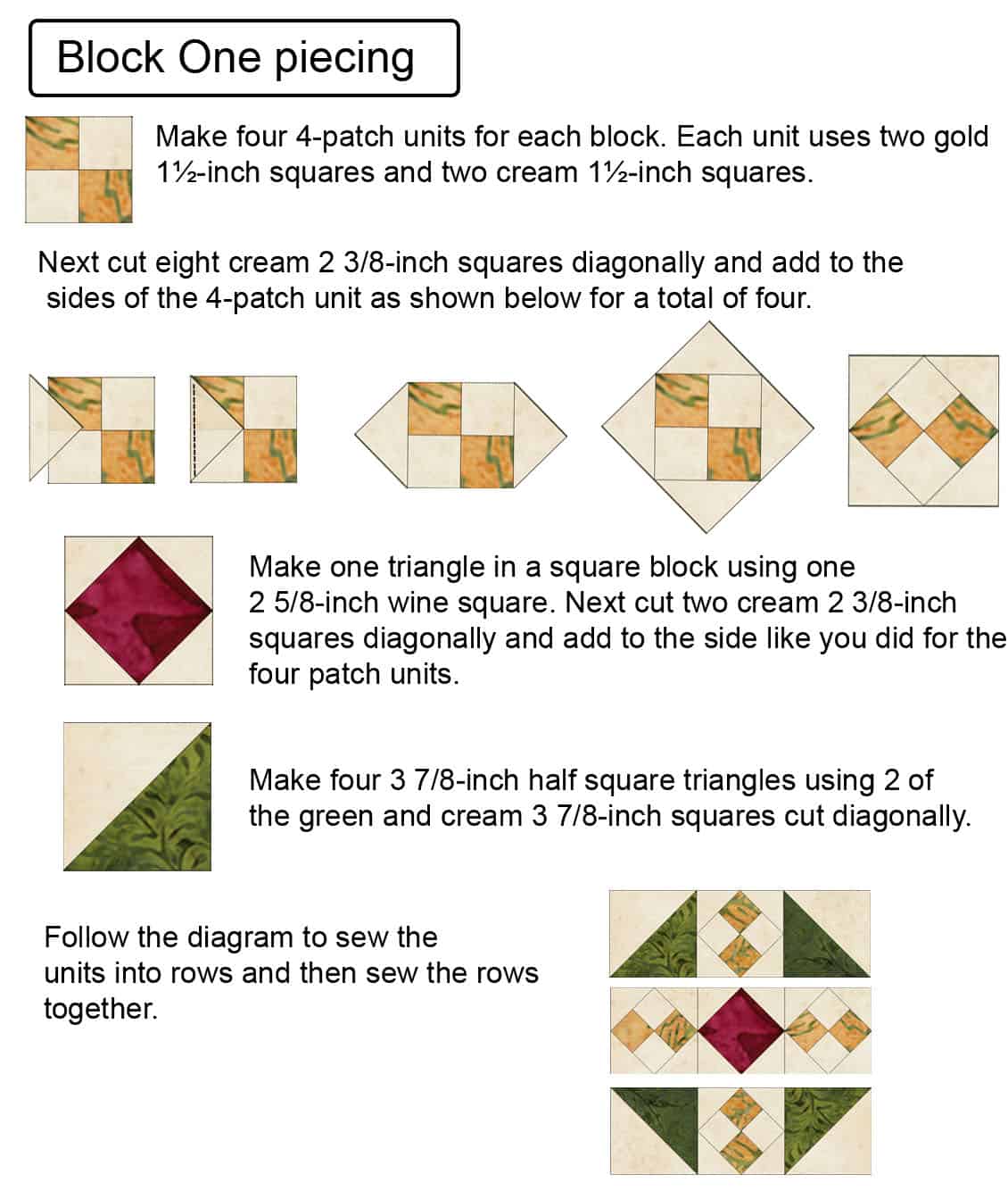 Piecing guide for blocks