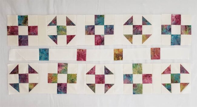 Shoo Fly and 9 Patch Quilt Block Table Runner - Freemotion by the River