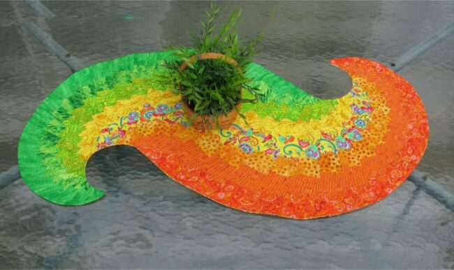 Spicy Spiral Table Runner Quilted - Freemotion by the River