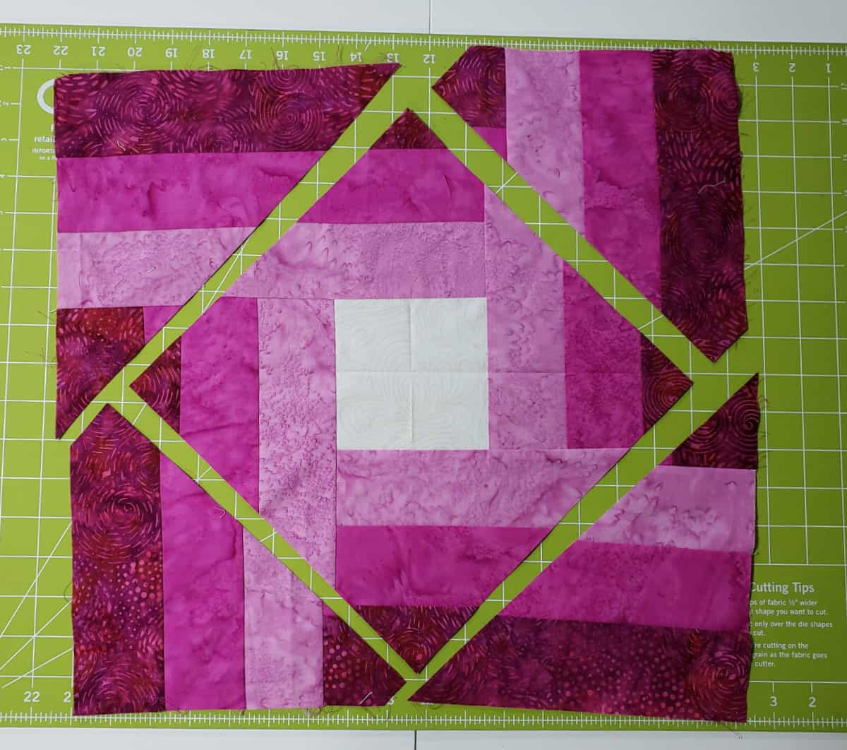 Trim all four sides of quilt block