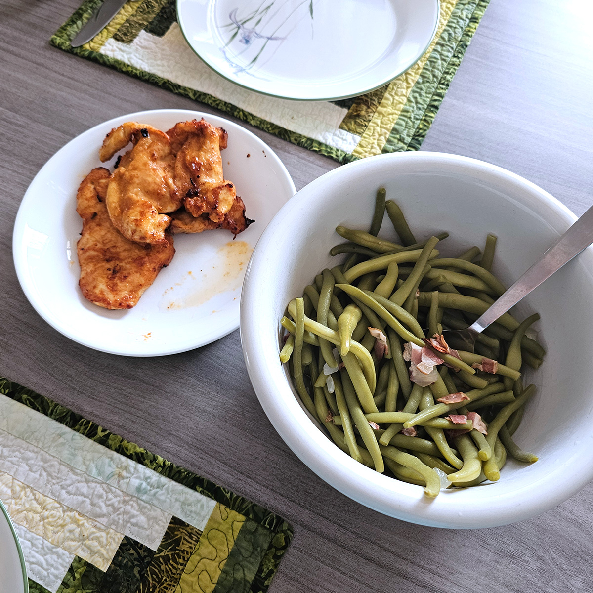 Air fryer chicken breasts and free green beans