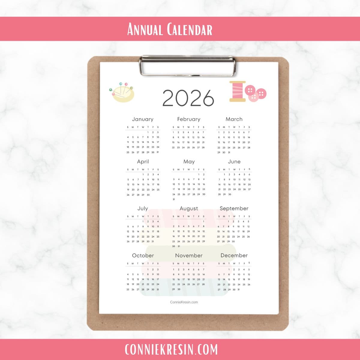 2026 Annual calendar