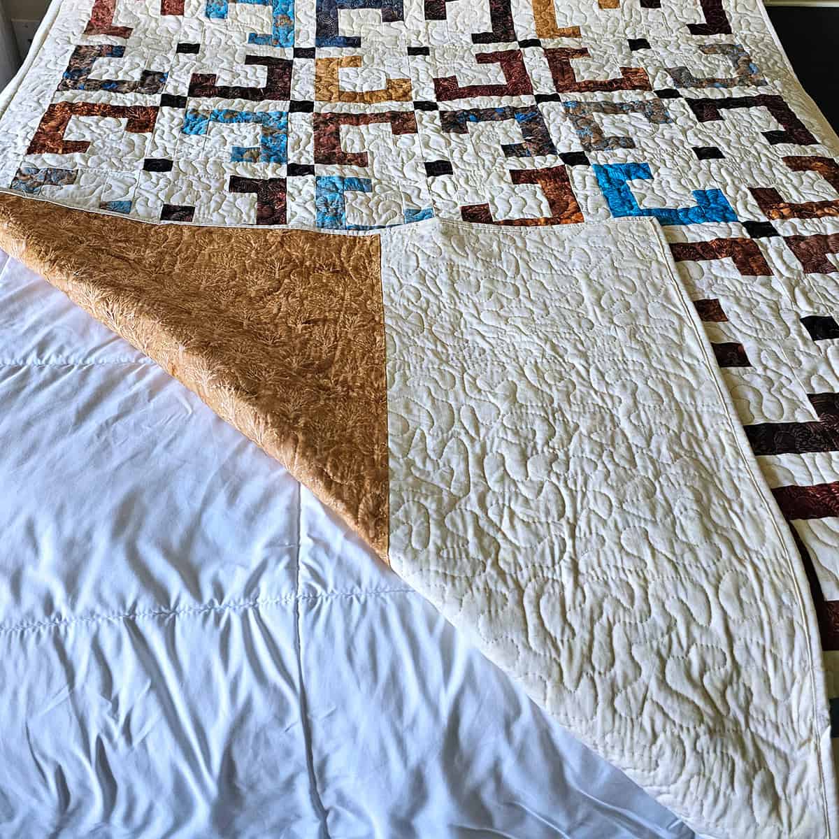 Batiks on back of quilt