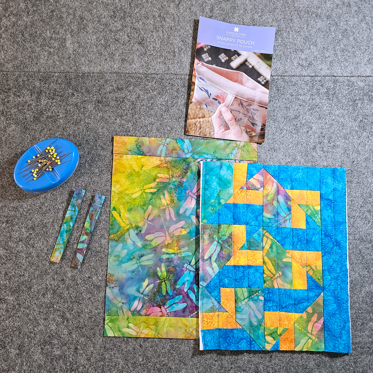 Making the Snappy Pouch with batik scraps