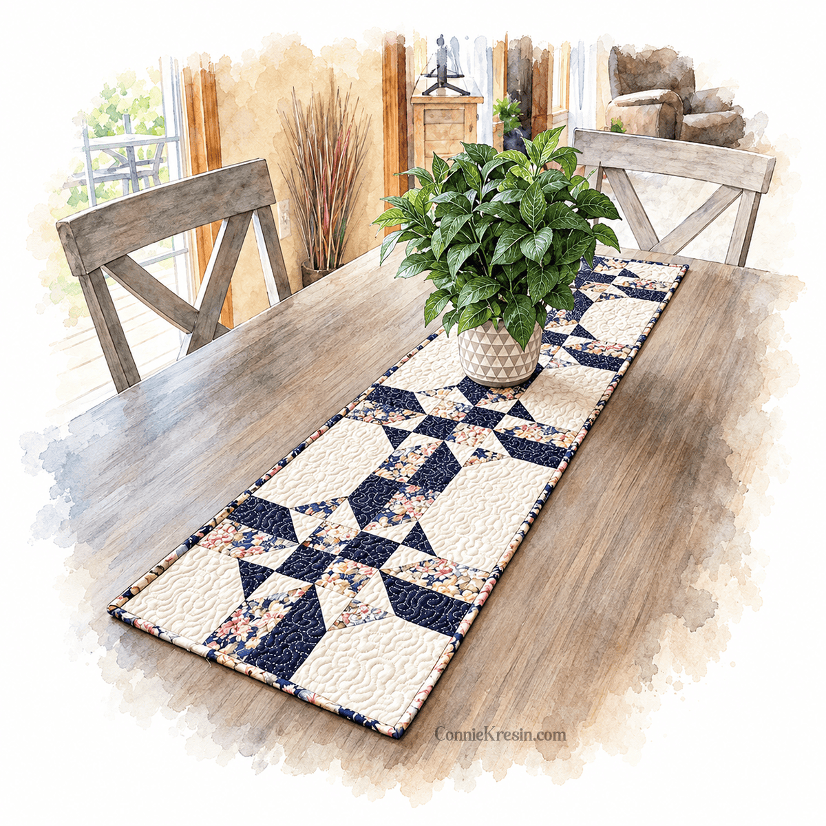 Navy Blue table runner