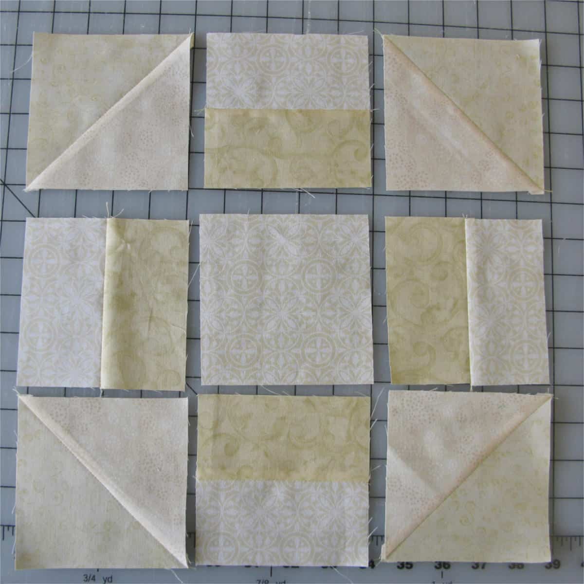 sew sections together of block