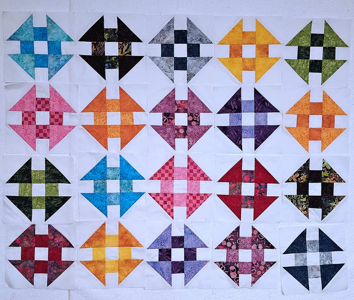 Churn Dash quilt blocks