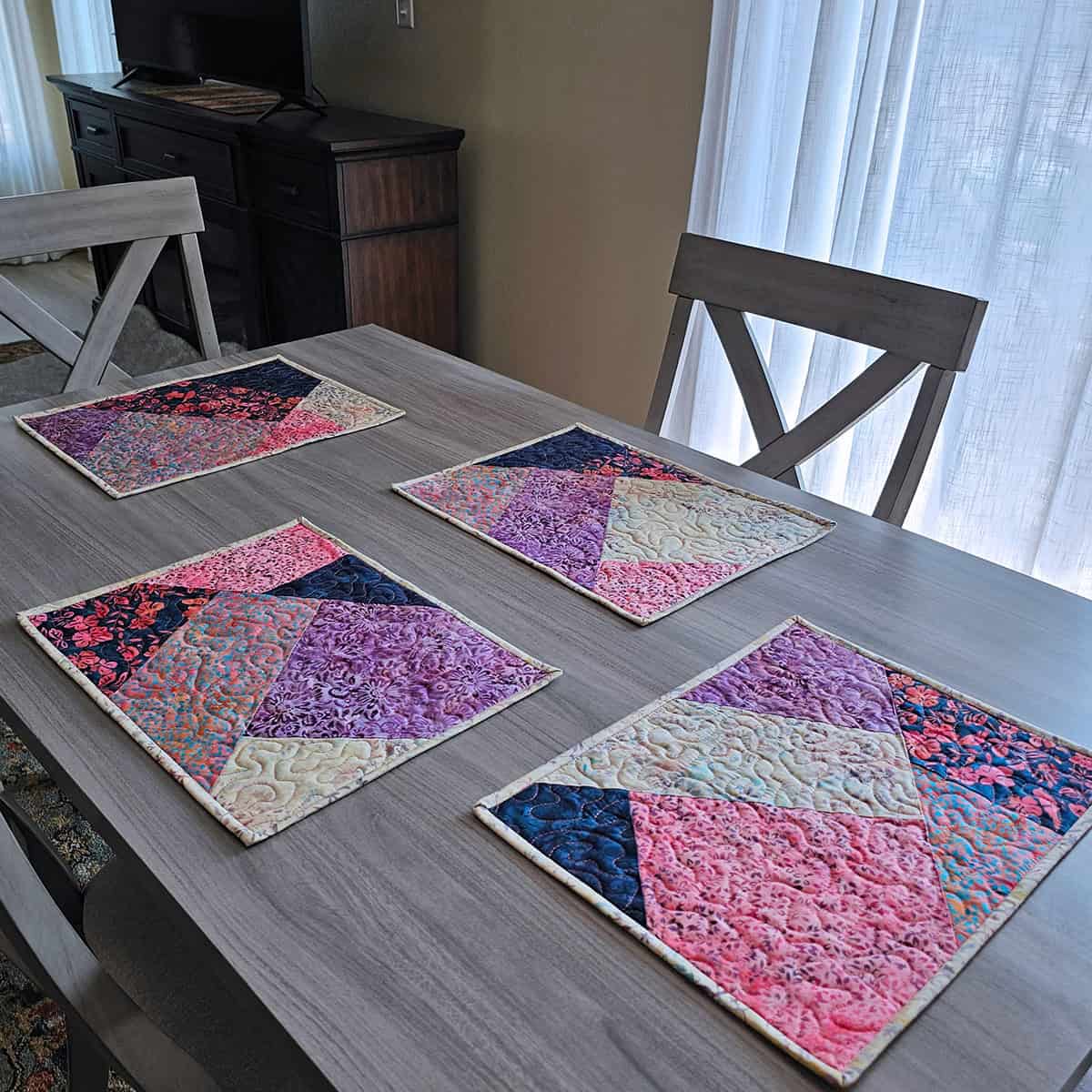 Crazy Quilt Placemats in Songbird fabrics