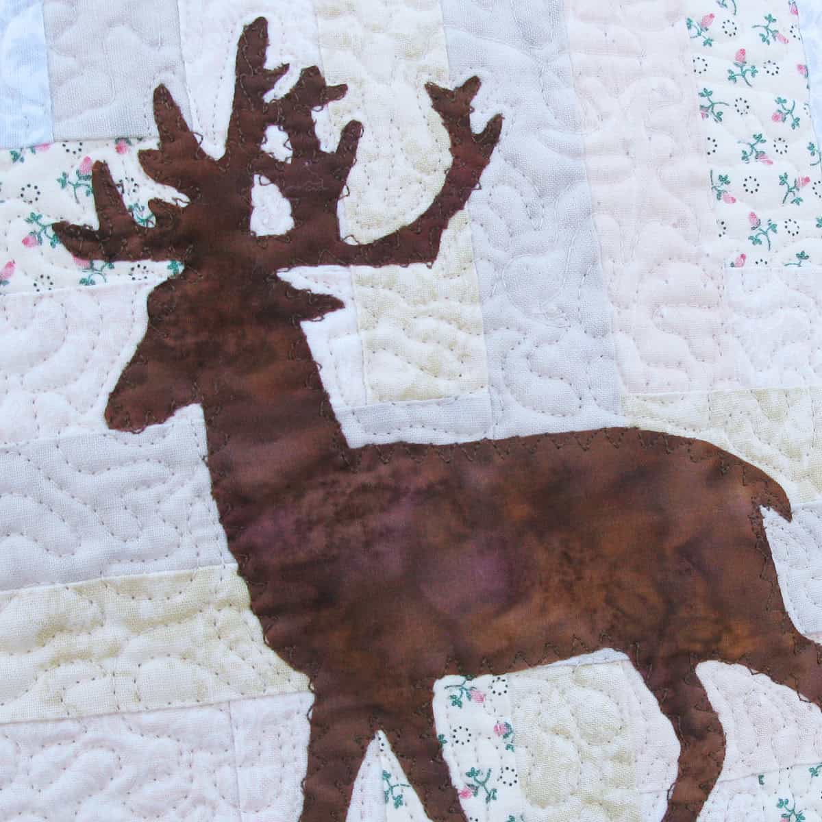 free motion stitching on the deer
