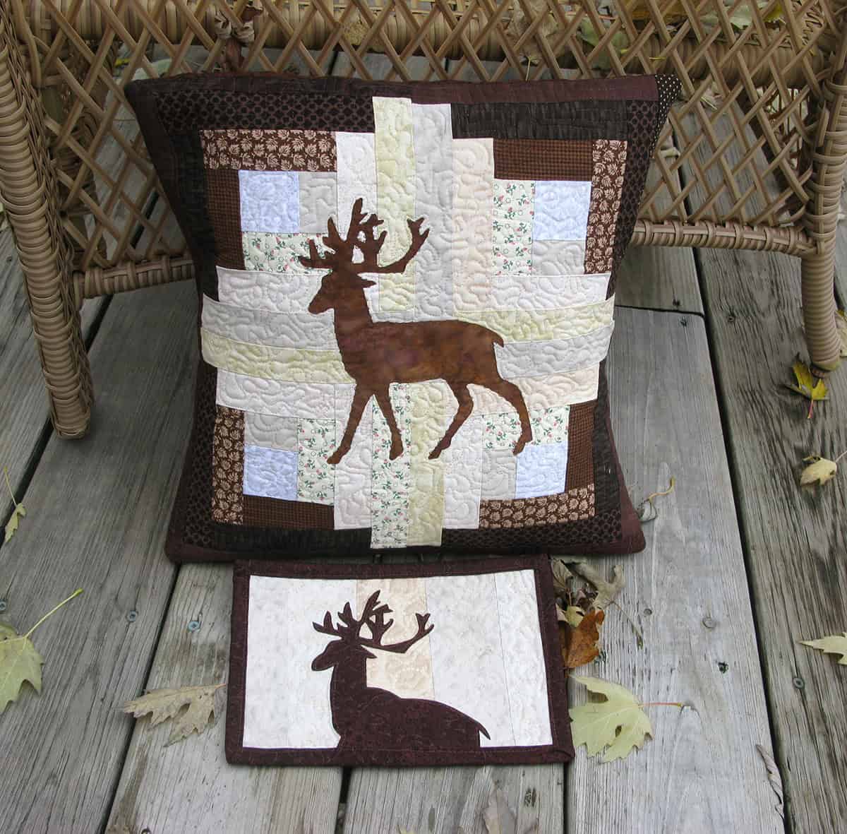 Log Cabin Pillow and Mug Rug