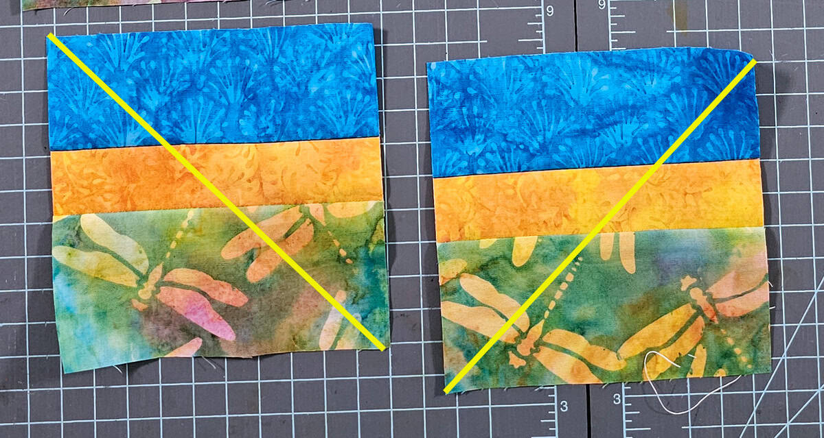 cutting the blocks diagonally