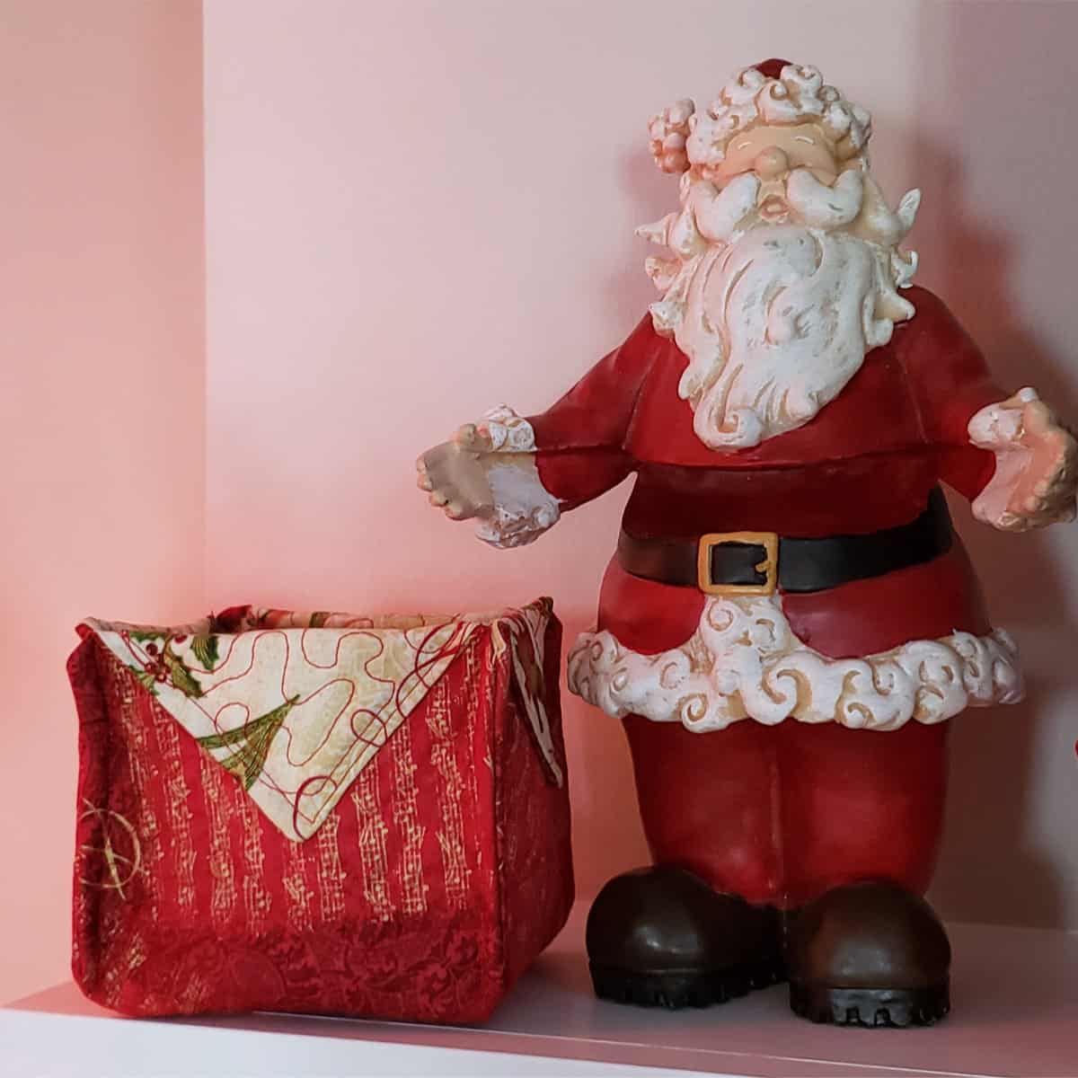 fabric basket and Santa