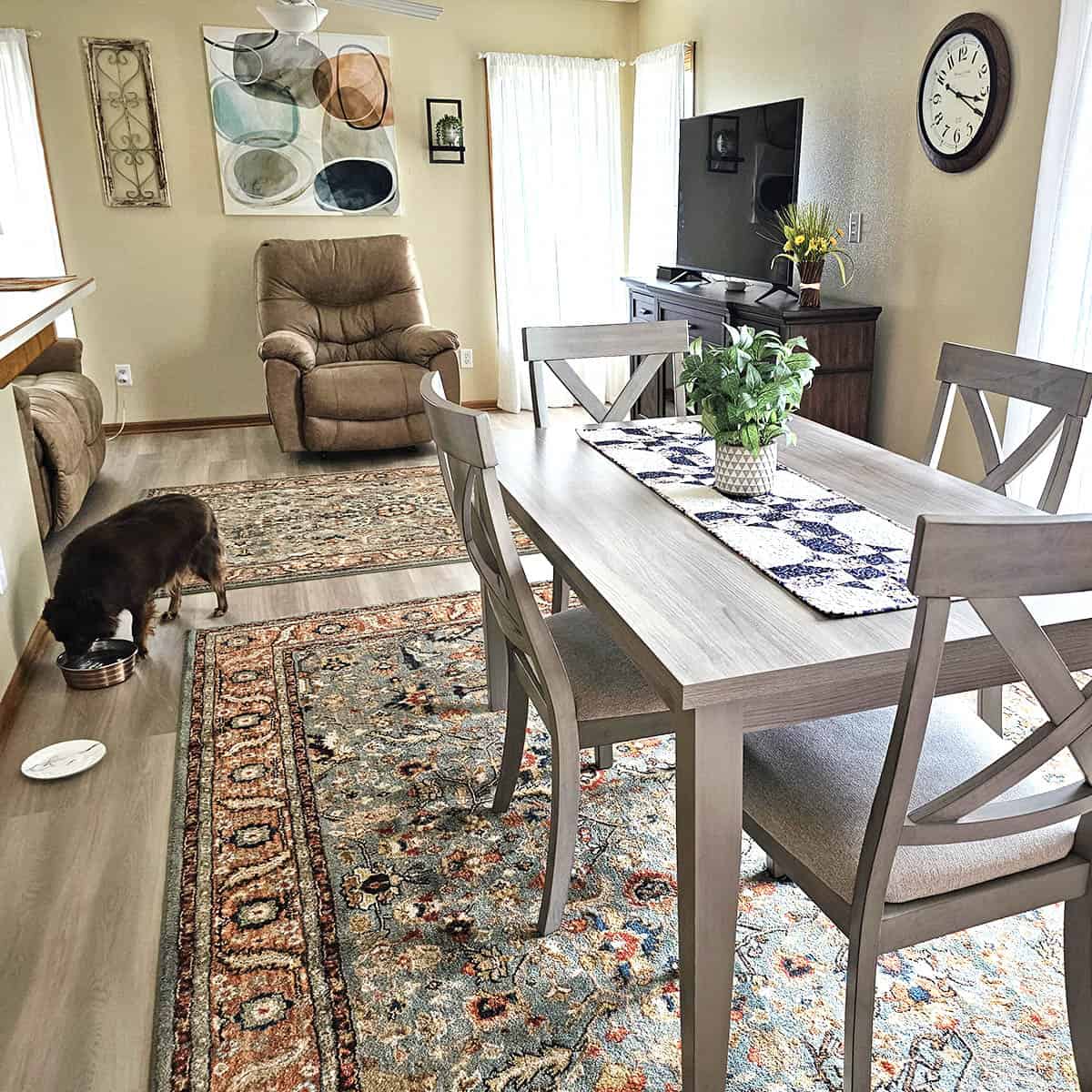 Four Patch Star table runner in our dining room