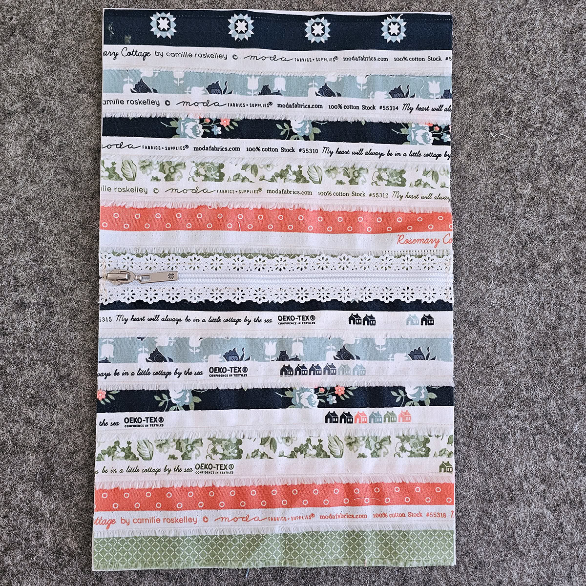 Selvage pieces for the pouch