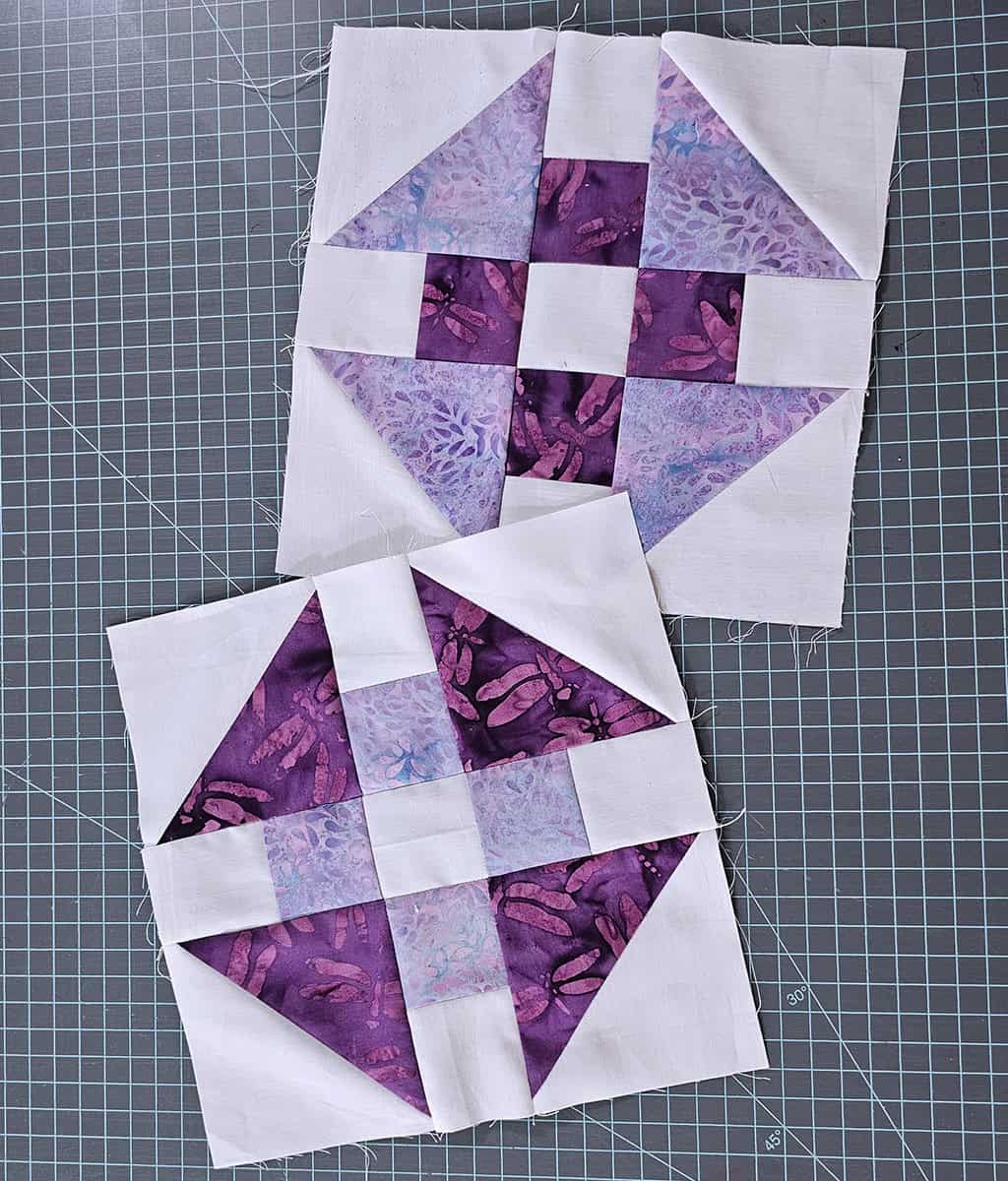 Purple Churn Dash Quilt Blocks