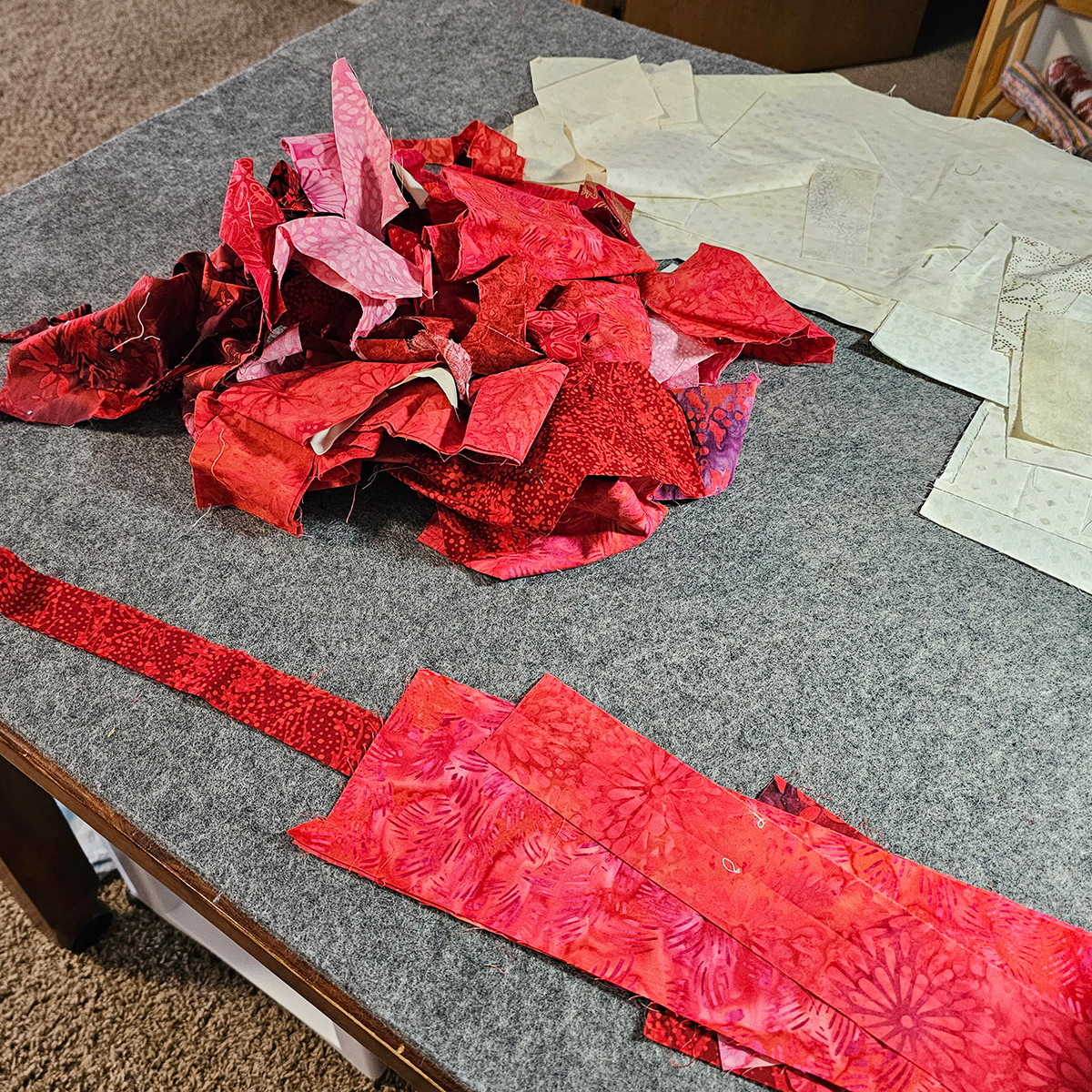 Red batik scraps