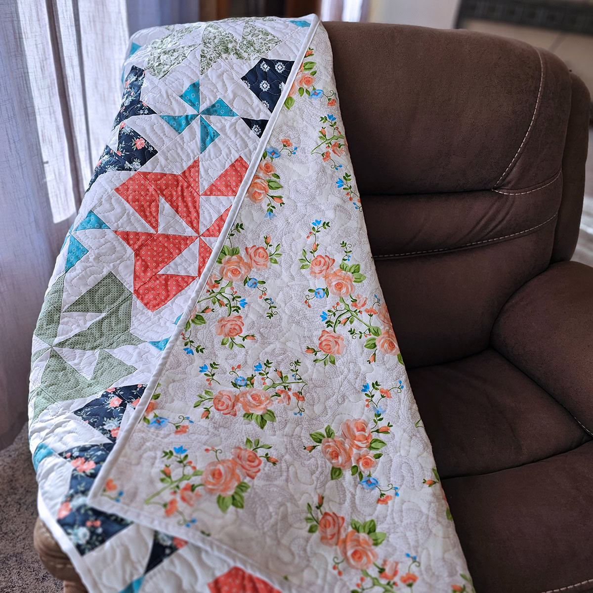 Snowdrift quilt and flannel back