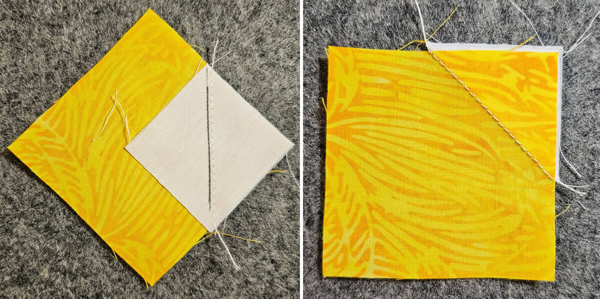 folder corner on quilt block
