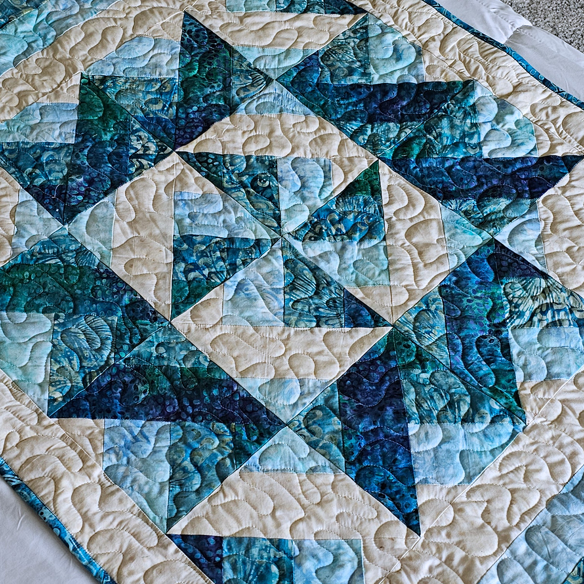 Loose quilting on the baby quilt
