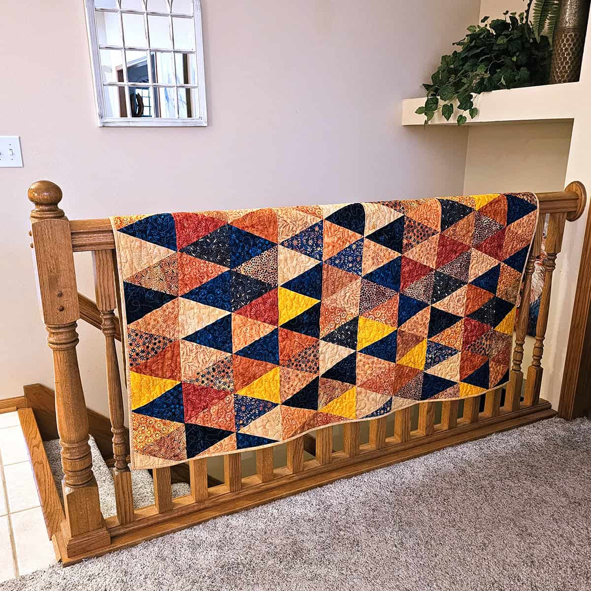 Quilt on stair rail