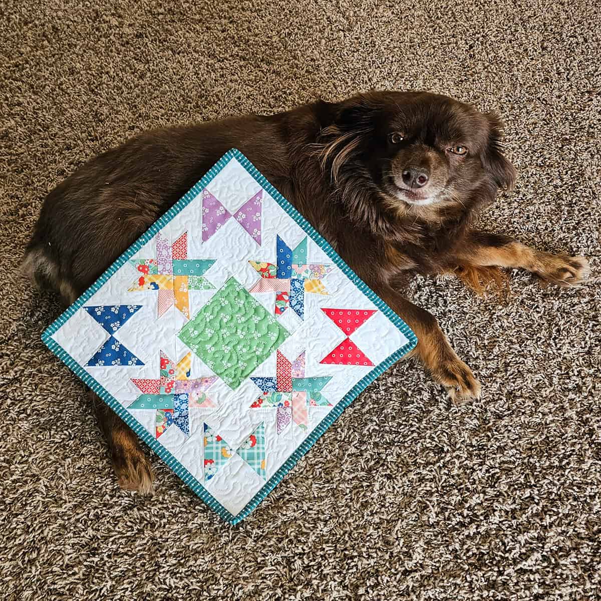 Rusty and the woven stars table topper